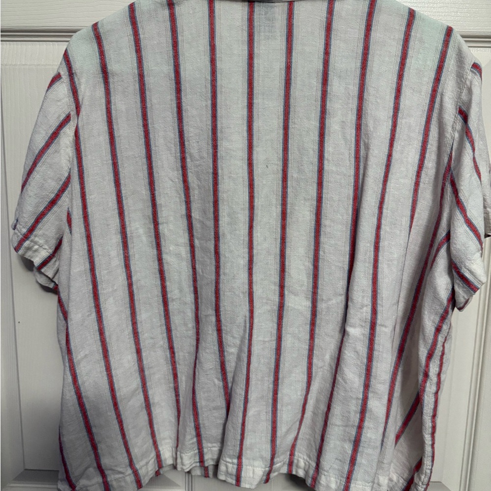 Universal Thread Red and White Striped Button Down Shirt - Picture 3 of 3
